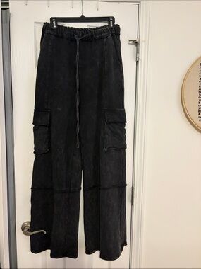 Ces Femme Black Wide Leg Cargo Joggers